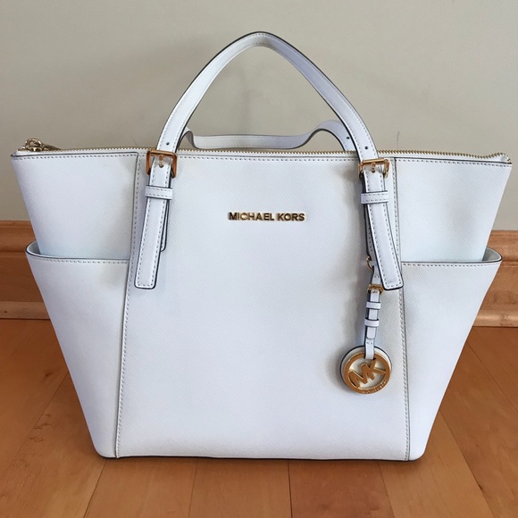 Michael Kors Jet Set East West Top Zip Tote White - Picture 5 of 7